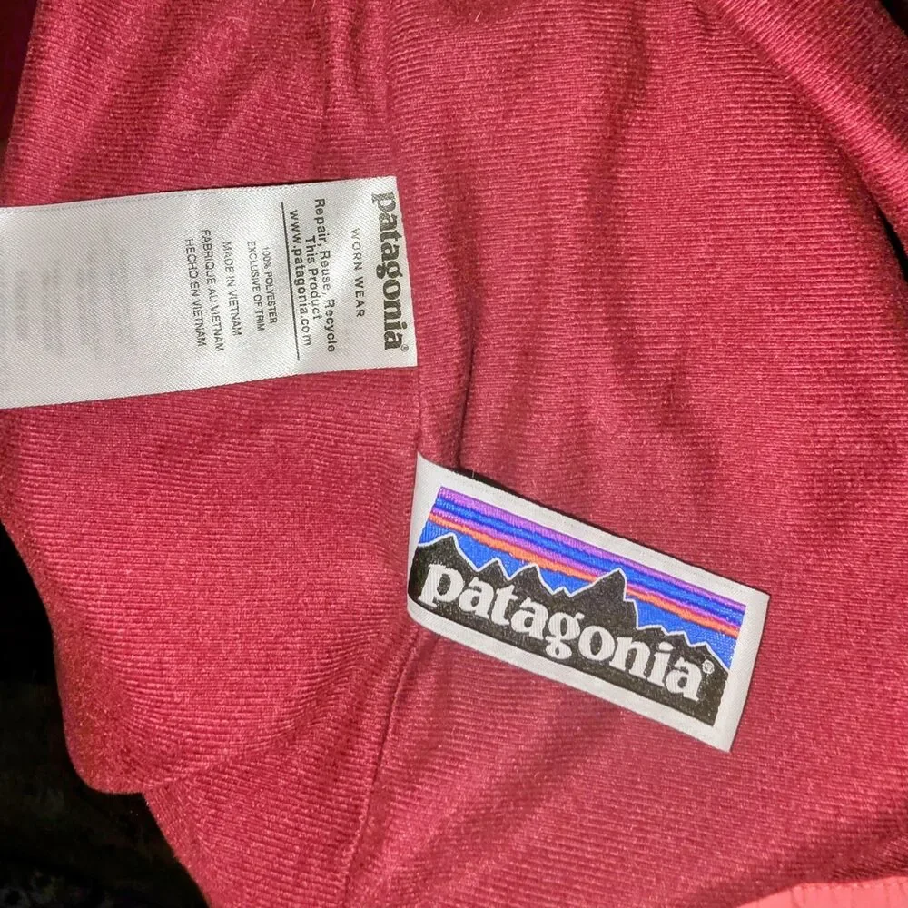PATAGONIA Sz L (12) Pink On Pink Full Zip Torrentshell Hooded Rain Coat Jacket